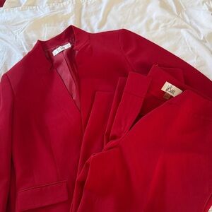 Le Suit Vibrant Red Women's Blazer & Pants Set